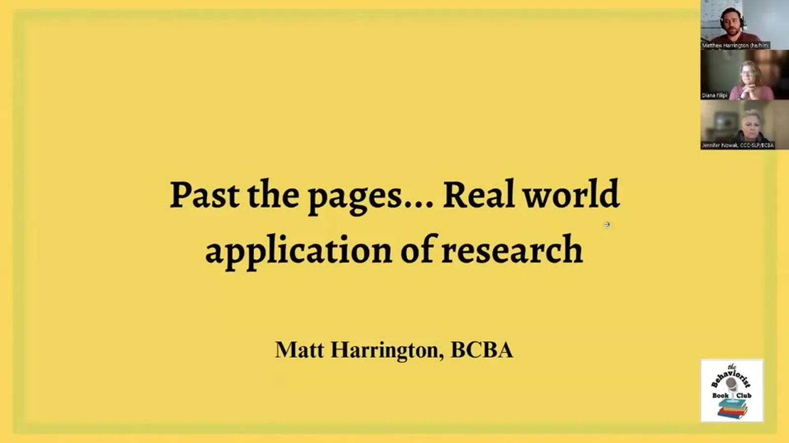 Research to practice - extending past the pages