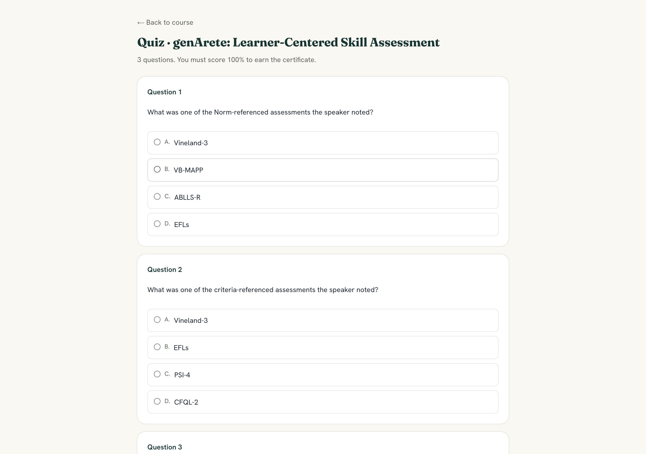 OpenCEU quiz with multiple-choice questions