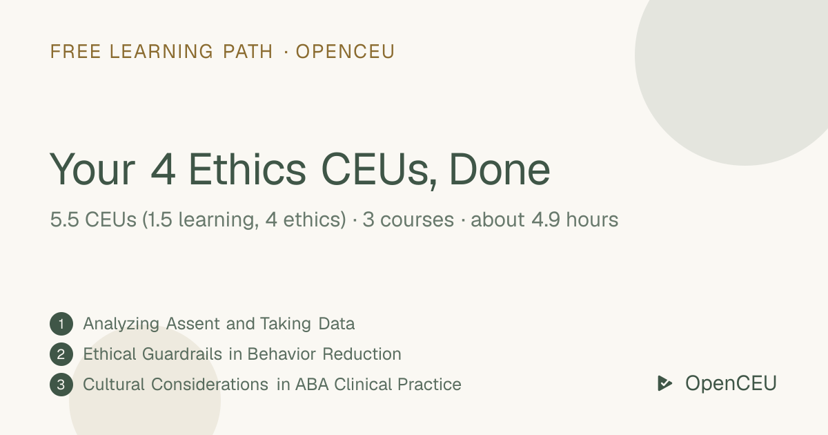 Your 4 Ethics CEUs, Done learning path