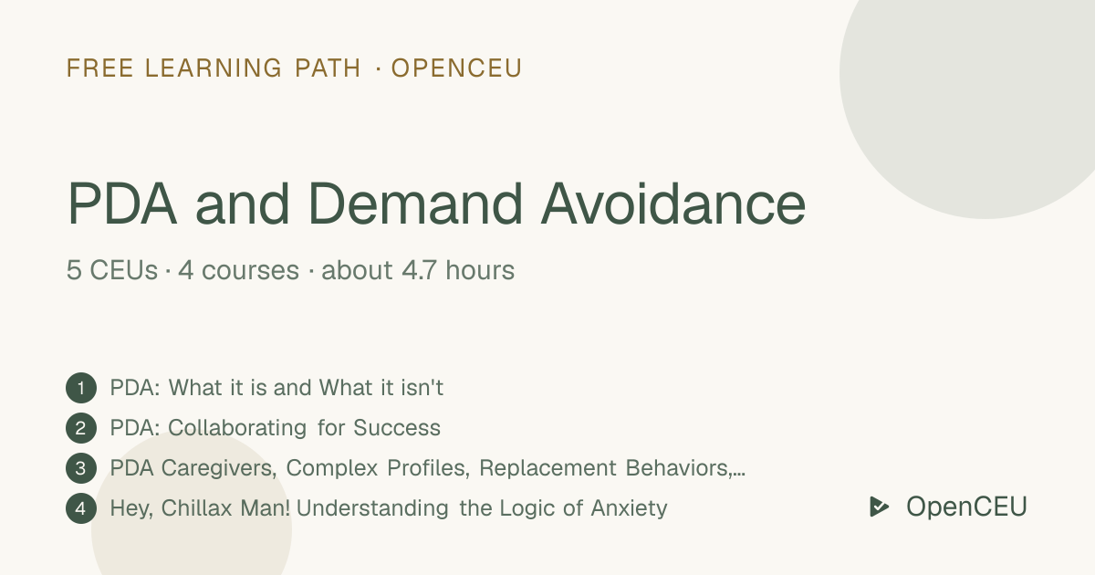 PDA and Demand Avoidance learning path