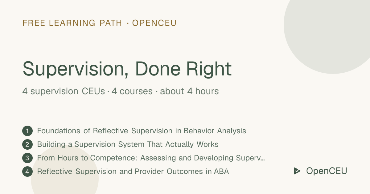 Supervision, Done Right learning path