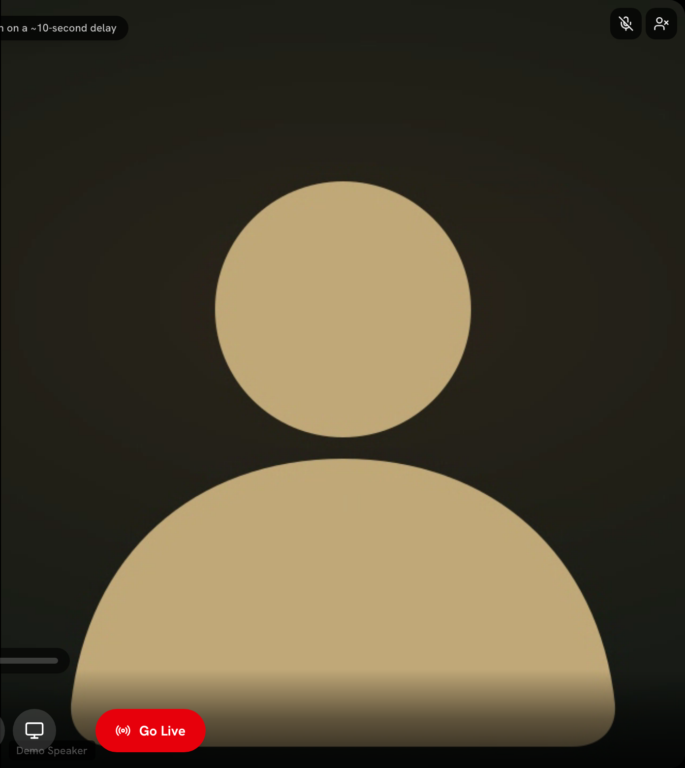 Speaker tile with mute and remove controls showing on hover
