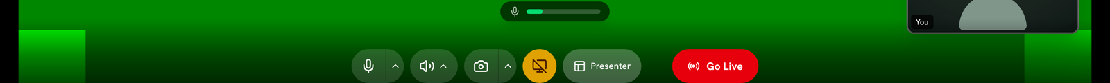 Bottom control bar with the screen share icon highlighted