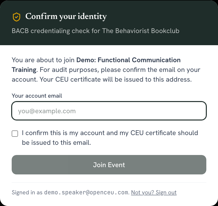 Confirm your identity modal asking for the account email